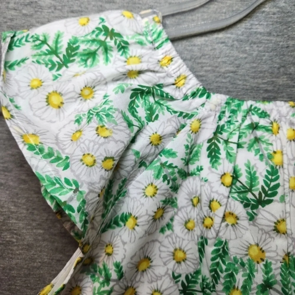 Gymboree Girls White Yellow Green Daisy Print Shirt/ Top NWT S Sz (5-6) Lined